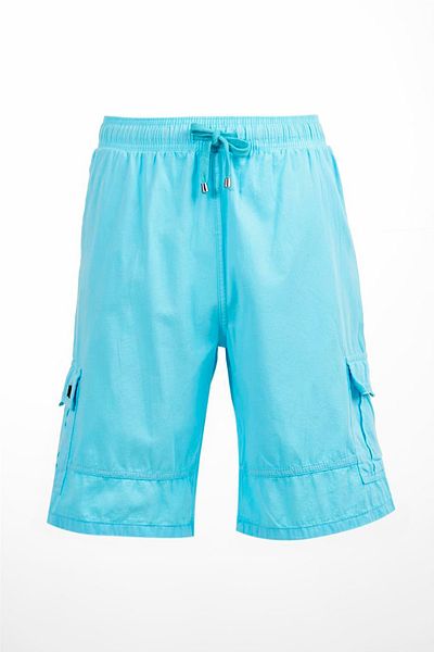 Miami Beach Unisex λινό σορτς - μέντα, τσέπες Cargo και ελαστική μέση, 100% βαμβάκι