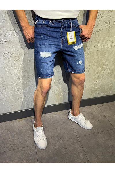 Oliggopol Ανδρικό τζιν σορτς μπλε Lycra Slim Fit