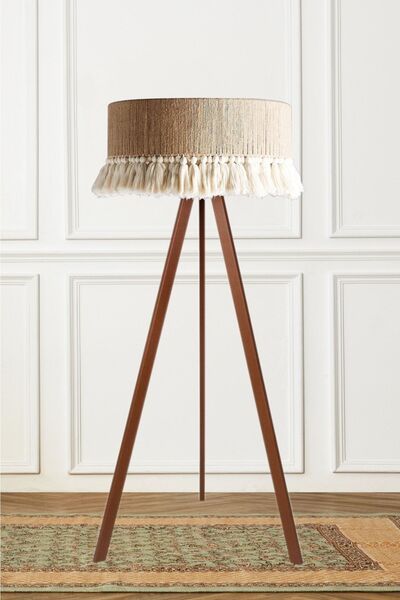 White West inn House Sevimm Lambader Jüt Halat Dogal Makrome Mdf 3 Ayaklı Lambader