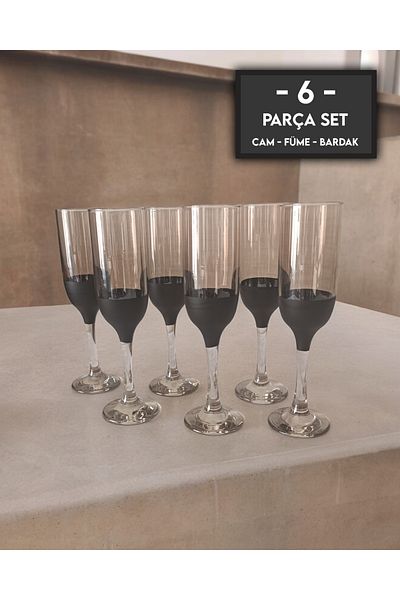 gkzglass home dekor New Year Tokyo 537 - Smoked Dark Glass Soft Drink Glass Set of 6