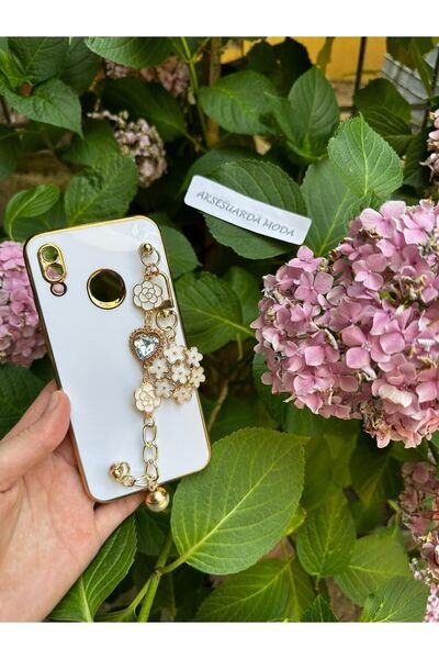 Aksesuarda Moda Huawei P20 Lite Uyumlu Çiçekli Taşlı Incili El Geçmeli Lazer ...