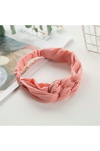 So Much Accesories So-much Women's New Design Knitted Fabric Hair Band Pink (BACK RUBBER)-7