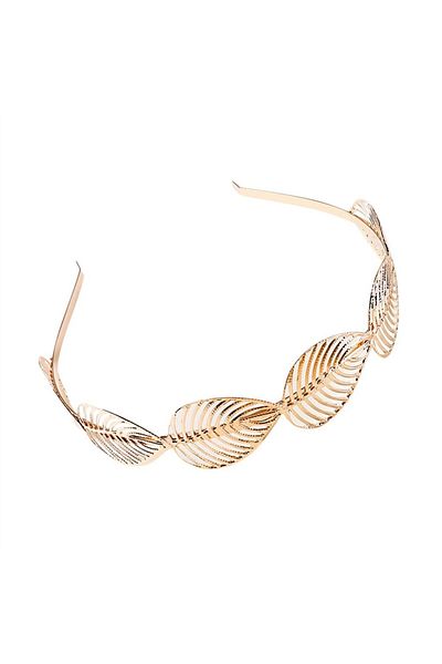 So Much Accesories So-much Women's Gold Leaf Shaped Crown Hair Band-9