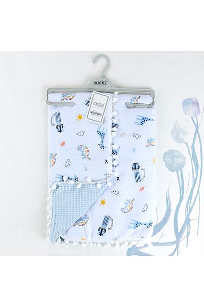 Sebi Bebe Double Layer Muslin Baby Blanket with Pompom 9212