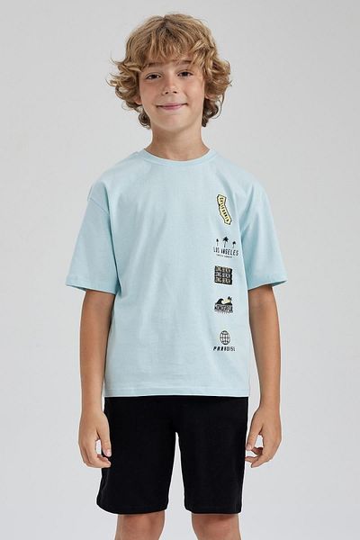 DeFacto Boy's Back Printed Oversize T-Shirt - Crew Neck, Short Sleeve A6404a823sm