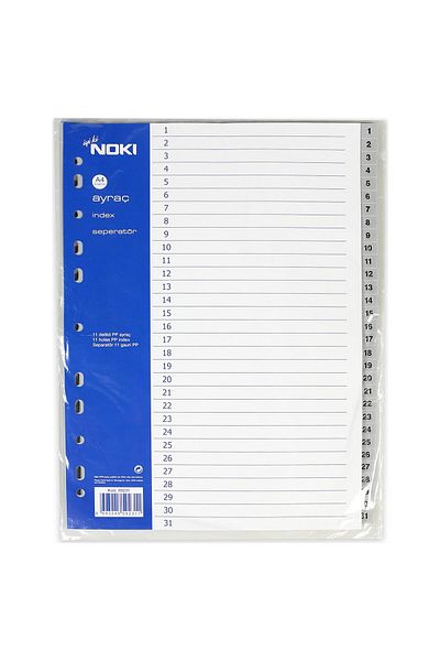 Noki فاصل 1-31 أرقام بلاستيك A4 فاصل الملفات