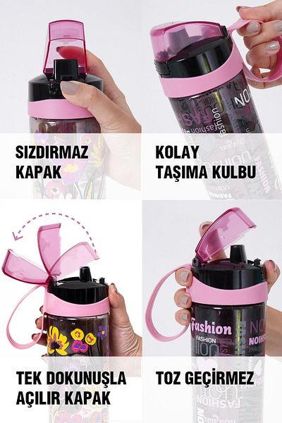 Herevin Motivational Water Bottle Double Color Painted Size Printed Puppy Mouth 1 Liter Motivational Water Bottle