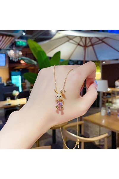 ESJ Paslanmaz Çelik Sevimli Tavşan Çocuk Kolye 64 45 Cm