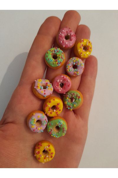SYLVANIAN FAMILIES Handmade Fimo Miniature Pastel Colors Donut 4 Pieces Price