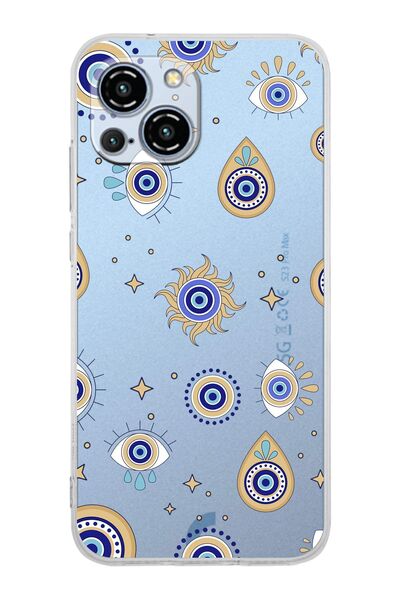 PrintiFy Evil Eye Bead 5 Camera Protection Transparent Silicone Case Compatib...