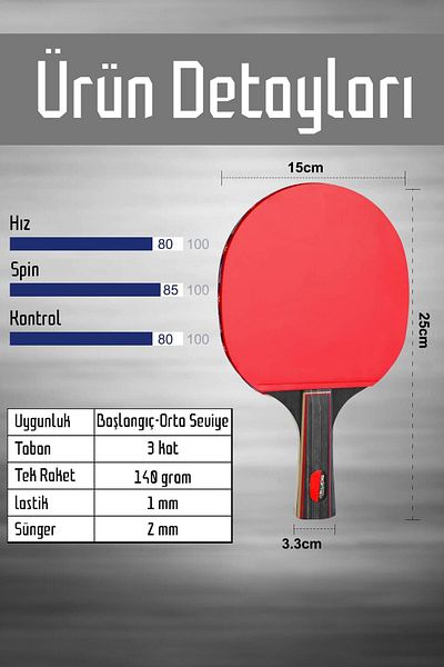 Soft Kare Set of 4 Table Tennis Rackets Double Layer Pompom Racquet Ball Set