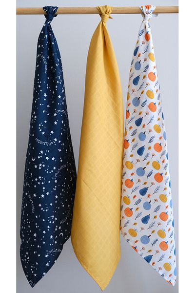 runbaby (3 Pieces) 100X75Cm 100% Cotton 3-Piece Muslin Cover Set
