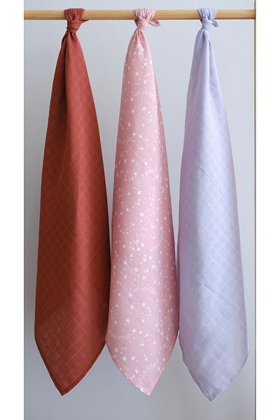 runbaby 3 Pieces 75x75 CM 100% Cotton Muslin Cover Set