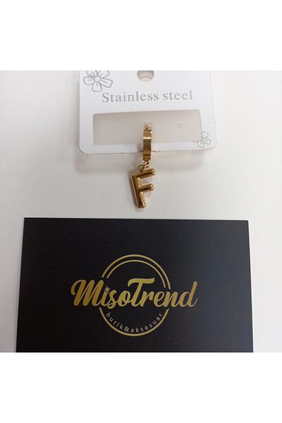 miso aksesuar takı Misotrend Steel F Letter Balloon Earrings - Single Pack