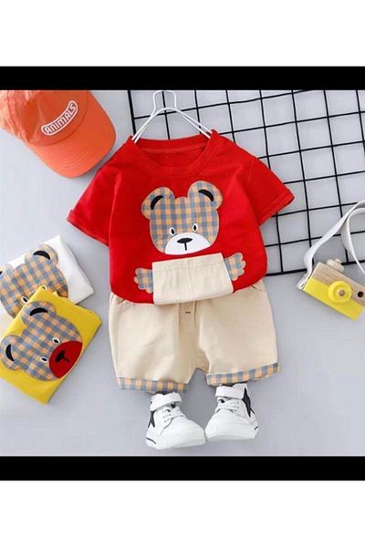 YUSUF Boy's Shorts Set with Teddy Bear