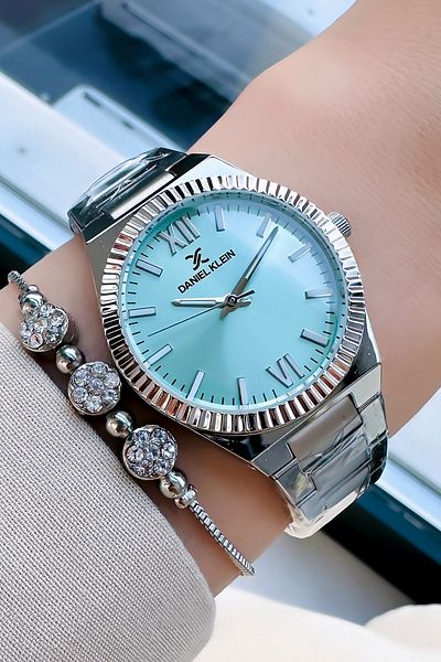 Daniel Klein 3 Atm Waterproof Silver Women's Wristwatch - Steel Cord Bracelet Gift DKBY2018C5