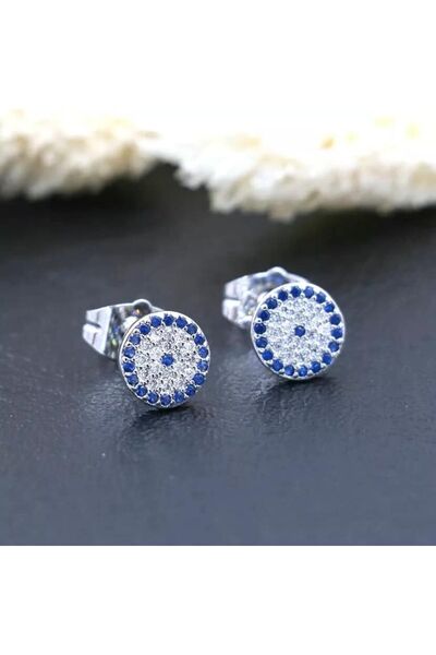 ESJ 925 Ayar Gümüş Sosyete Gözü Zirkon Taş Çocuk Küpe