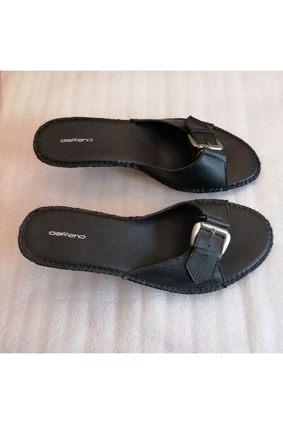 Butik Tülin Kadın Hakiki Dana Derisi Siyah Bantlı Ayarlı Tokalı Geçme Krampon...