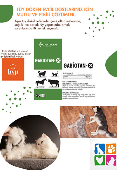 Ber vet pet Gabiotan-X 20 ML kedi köpek evcil hayvanlar tüy dökülme önleyici