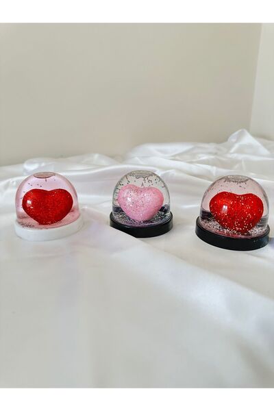 KıtayGroup Sim Kalpli Kar Küresi Simli Küçük Boy 1 Adet Asorti