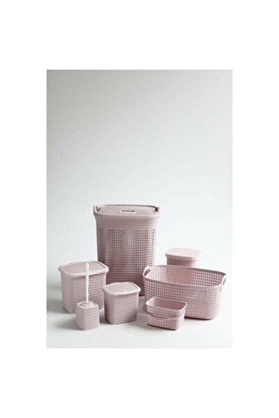 KıtayGroup Σετ πολυτελείας μπάνιου 7 τεμαχίων με πλεκτό σχέδιο σε χρώμα πούδρας