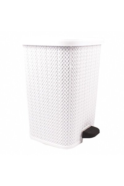 KıtayGroup Beyaz Örgü Desenli 22 Litre Pedallı Çöp Kovası
