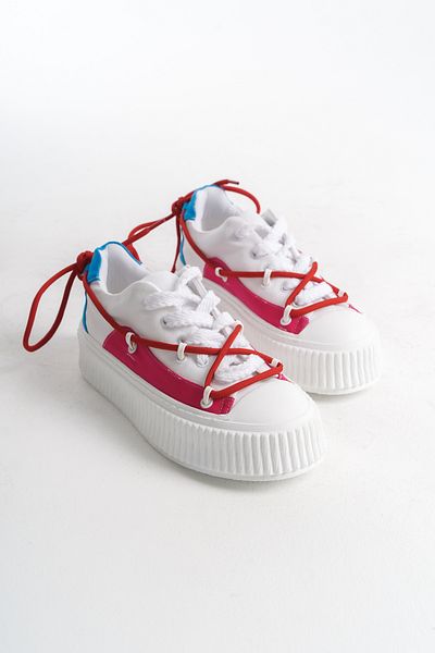 SEEM & BE Pantofi de damă Rory Fabric - cu șireturi duble, fucsia-albastru, pantofi sport casual