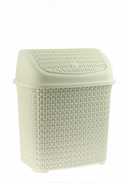 KıtayGroup Krem Örgü Desenli 10 Litre Klik Çöp Kovası