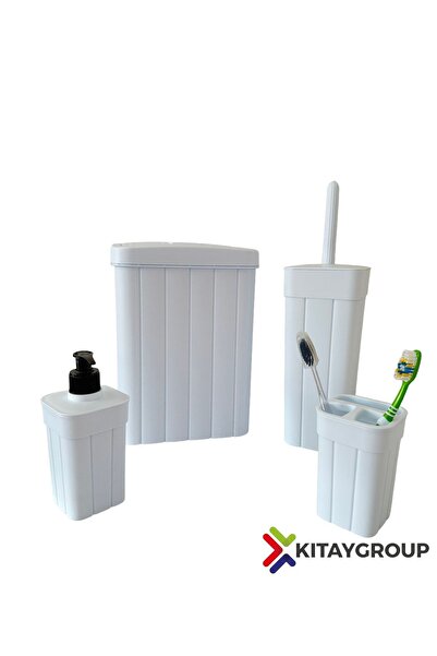 KıtayGroup Wick Pattern 4 Piece Bathroom Set