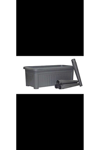 SERİNOVA Ayaklı Bahçe Çit Saksı Antrasit Renk 3'lü Set