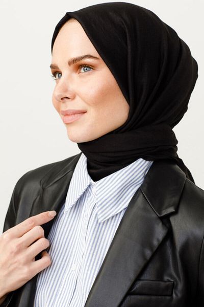 VALORSCARF شال من القطن الأسود من ماركة Valor