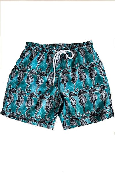 Dopomare Pantaloni scurți de baie cu model de căluți de mare pentru copii