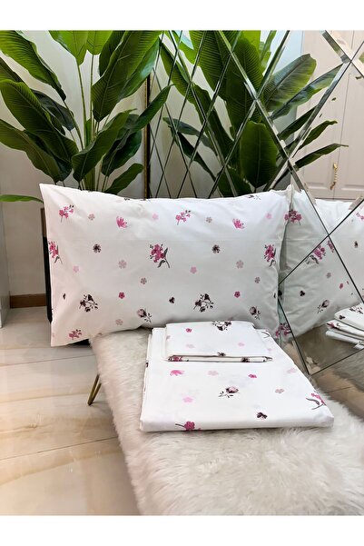 micoton Double Patterned Cotton 100% Elasticless Sheet and Pillow Set