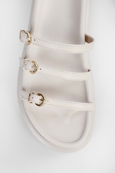 Shoeberry Elenor Beige Women's Slippers - Thick Sole and Belt