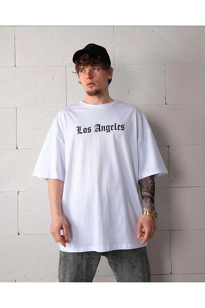 DAXİS Sportwear Company Los Angeles μπροστινό πίσω γραφικό εμπριμέ μαύρο μπλουζάκι υπερμεγέθη Daxis Sportwear Company