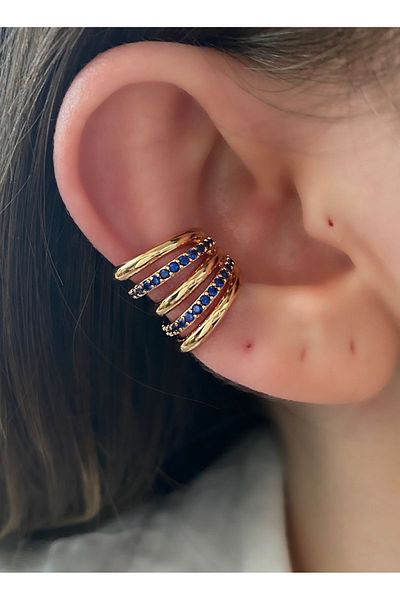 Pinery Jewels Women's Big Earcuff Stone 5 Rows Cartilage Earrings