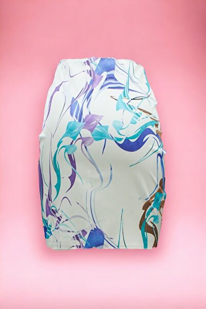 pistore Nou sezon - Rochie de plajă pentru femei din satin cu model turcoaz alb