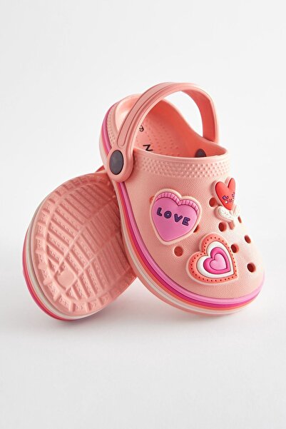 Next Baby Heart Patterned Peach Pink Slippers