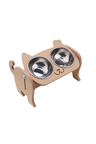 Hobi Dünya Ahşap Kedi Mamalığı 200 Ml-boyanabilir Kedi Mama Kabı Metal Suluk ...