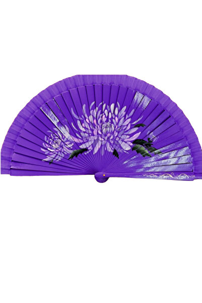 baytoptan Bambu Çift Taraflı El Boyama Yelpaze