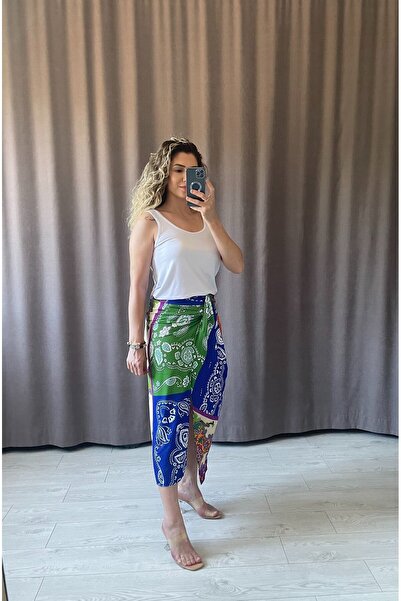 Selenin Elbiseleri Σατέν φούστα με σχέδιο σάλι