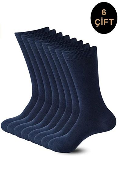 Meguca Socks Унисекс бамбукови безшевни чорапи, тъмносин цвят, 6 чифта