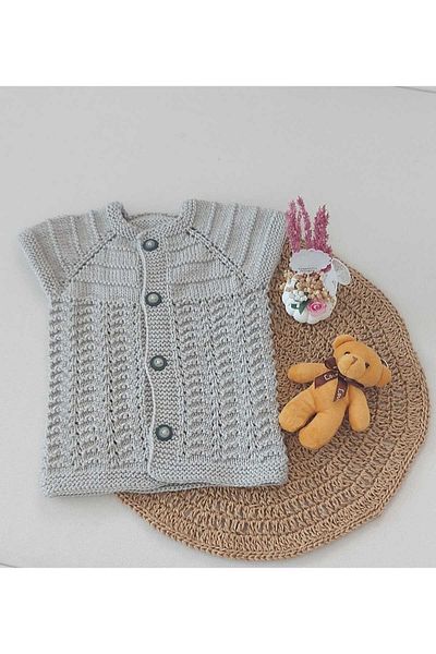 BEGİN 0-12 Months Gray Cotton Vest - Newborn Gift, Buttoned Birth Memory
