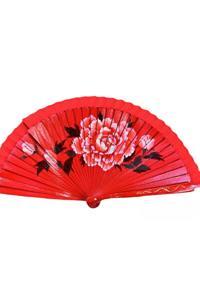 baytoptan Bambu Çift Taraflı El Boyama Yelpaze