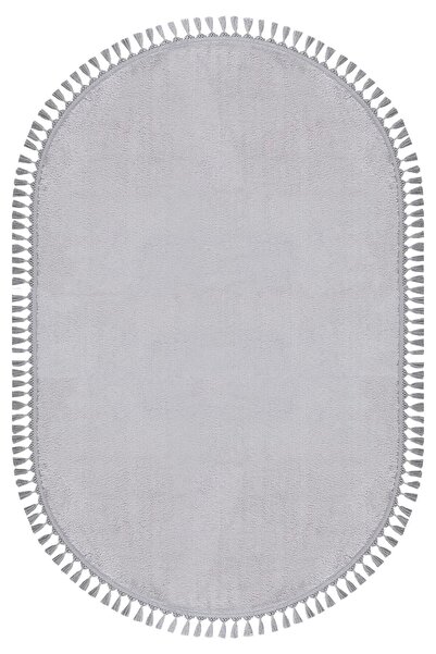 Valery Home Vl Comfort Oval Ponpon Saçaklı Peluş Halı Gri