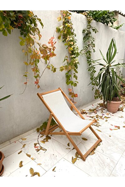 Genel Markalar Beyaz Ahşap Şezlong Tekli Balkon Şezlong