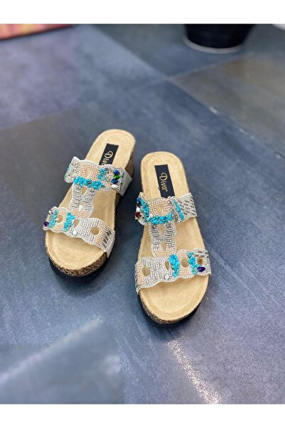 DİVA Дамски ежедневни чехли Diva White Stone - подплатена подметка