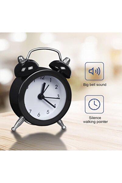 JujiKırtasiye Mini Siyah Masaüstü Metal Çalar Saat