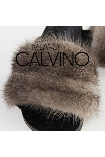Milano Calvino Mink Colored Twin Fur Slippers