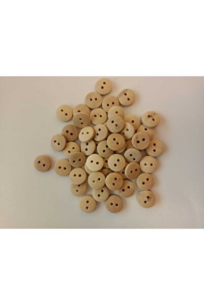 SinAksesuar 12 Mm Ham Ahşap Düğme 50 Adet
